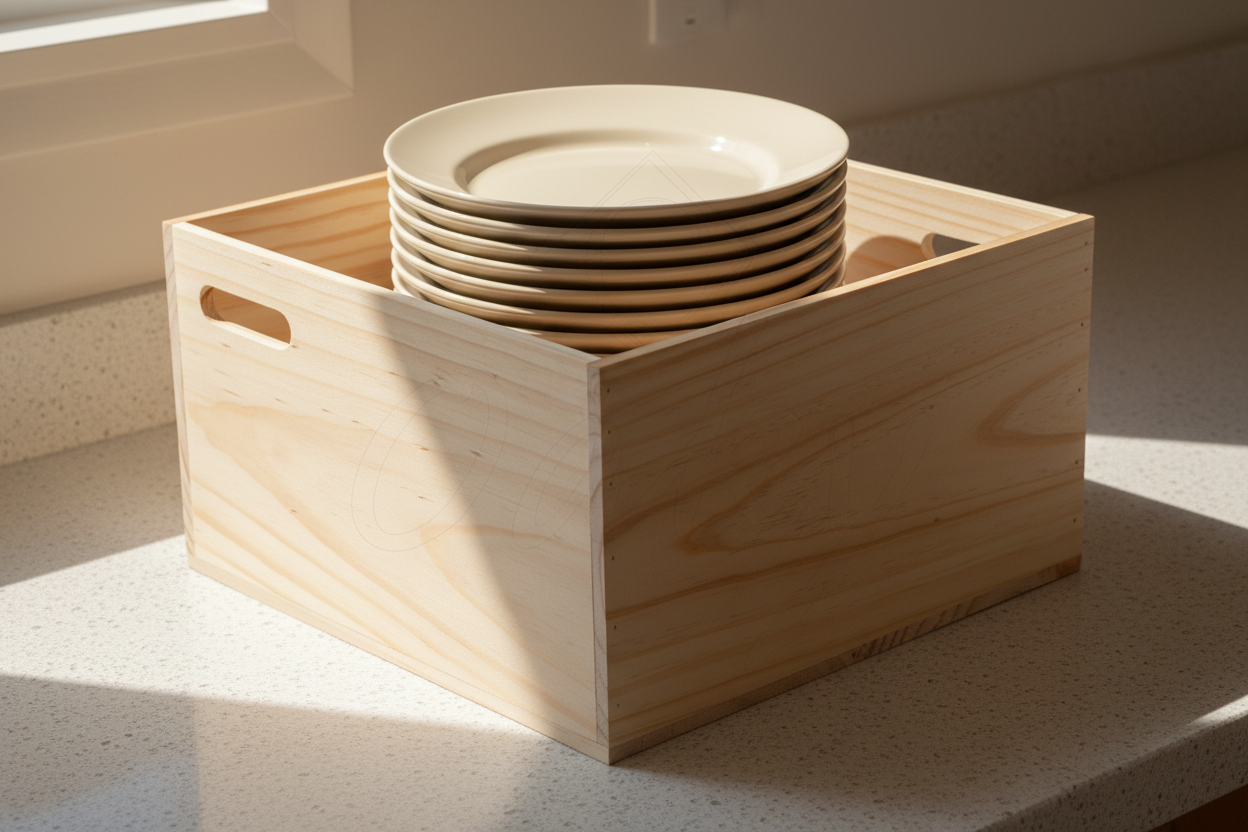 Caja Organizadora para Platos OAKY — Manilla Cruzada