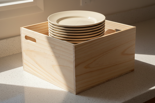 Caja Organizadora para Platos OAKY — Manilla Cruzada