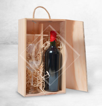 Caja de Madera para 2 Botellas de Vino